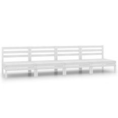 Canapés centraux de jardin 4 pcs Blanc Bois de pin massif