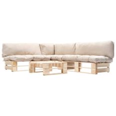 Canapés de jardin palette 4 pcs avec coussins sable Bois 2