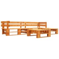 Canapés de jardin palette 4 pcs Bois Marron miel 2