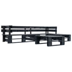 Canapés de jardin palette 4 pcs Noir Bois