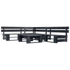 Canapés de jardin palette 4 pcs Noir Bois 2
