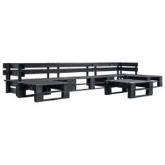 Canapés de jardin palette 6 pcs Noir Bois 2