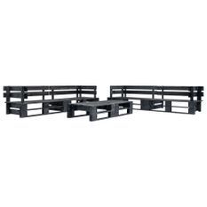 Canapés de jardin palette 6 pcs Noir Bois 3