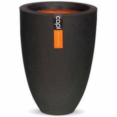 Capi Pot à fleurs Urban Smooth élégant bas 26x36 cm noir KBL781