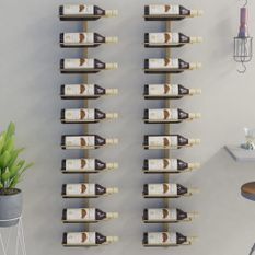 Casier à vin mural pour 10 bouteilles 2 pcs Doré Métal