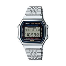 Casio New Vintage Silver -bluetooth® Smartphone Link W. Built-in Accelerometer Senses Body Movements + Steps Counter ABL-100WE-1AEF