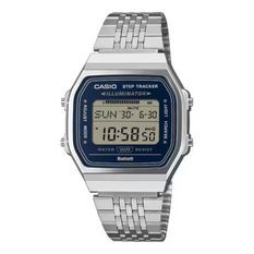 Casio Vintage Bluetooth® Smartphone Link - Steel - Built-in Accelerometer Senses Body Movements + Steps Counter - Blue ABL-100WE-2AEF