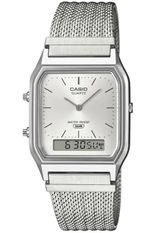 Casio Vintage Edgy Collection Mesh Strap - Silver AQ-230EM-7AEF