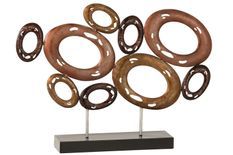 Cercles ouverts sur pied métal mix marron H 40 cm