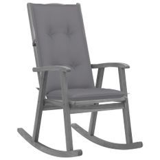 Chaise à bascule avec coussins Gris Bois d'acacia massif 3