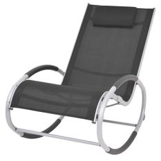 Chaise à bascule d'extérieur Noir Textilène