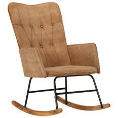 Chaise à bascule marron vintage toile
