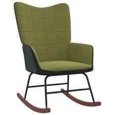 Chaise à bascule Vert clair Velours et PVC