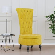 Chaise à dossier haut jaune velours conception de bouton