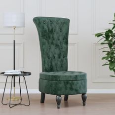 Chaise à dossier haut vert foncé velours conception de bouton