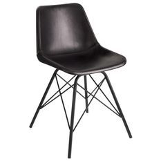Chaise à manger cuir noir et pieds métal Cinter L 46 cm