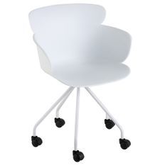 Chaise à roulettes polypropylène blanc Ettis L 56 cm