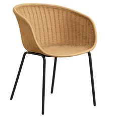 Chaise avec accoudoirs KIVA – Osier synthétique et pieds en acier