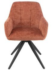 Chaise avec accoudoirs LOUNA – Tissu doux et pieds acier noir