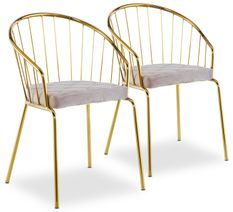 Chaise avec accoudoirs métal doré et assise velours taupe Vintel - Lot de 2