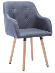 Chaise avec accoudoirs tissu gris foncé et pieds hêtre clair Revou - Lot de 2