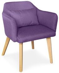 Chaise avec accoudoirs tissu violet et pieds bois clair Biggie