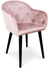 Chaise avec accoudoirs velours rose Honor