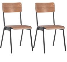 Chaise bois clair et pieds métal noir Kaem - Lot de 2