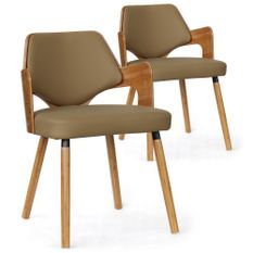 Chaise bois clair et simili beige Diva - Lot de 2