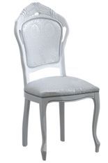 Chaise bois laqué blanc et assise tissu doux gris clair Verko