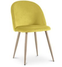 Chaise BOMANE style scandinave - Assise en velours et pieds en métal effet bois clair