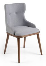 Chaise capitonnée avec accoudoirs tissu et pieds frêne massif noyer Panagora