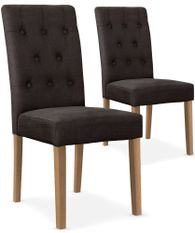 Chaise capitonnée tissu marron foncé Cécilia - Lot de 2
