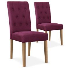 Chaise capitonnée tissu violet Cécilia - Lot de 2