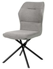 Chaise confortable tissu gris clair rembourré et pieds croisés métal noir Klea