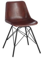 Chaise cuir marron et pieds métal noir Veeda L 46 cm