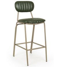 Chaise de bar PADDY – Simili cuir premium & structure acier doré, dossier clouté