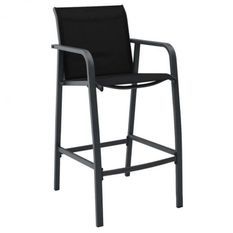 Chaise de bar de jardin textilène et métal noir Nael - Lot de 4