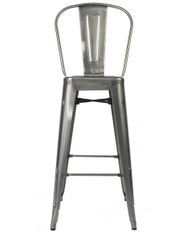 Chaise de bar industriel acier argent Kokan 76 cm