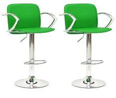 Chaise de bar réglable simili cuir vert Kisto - Lot de 2