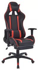 Chaise de bureau avec accoudoirs et repose pieds similicuir rouge et noir Fergia 2