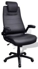 Chaise de bureau pivotante avec accoudoirs similicuir noir Mikane