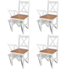 Chaise de cuisine blanc laqué et marron Dina - Lot de 4