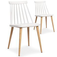 Chaise de cuisine bois et blanc Nordi - Lot de 2