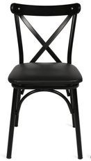 Chaise de cuisine en métal noir et bois massif Kizen - Lot de 4