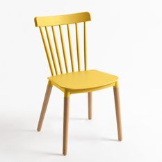 Chaise de cuisine jaune avec pieds en métal effet naturel Trina