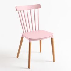 Chaise de cuisine rose avec pieds en métal effet naturel Trina