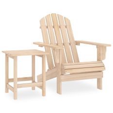 Chaise de jardin Adirondack avec table Bois de sapin massif
