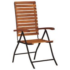 Chaise de jardin bois d'acacia massif et acier noir Palino - Lot de 2
