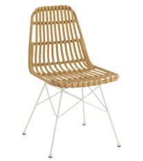 Chaise de jardin métal nature et blanc Rachida L 56.5 cm